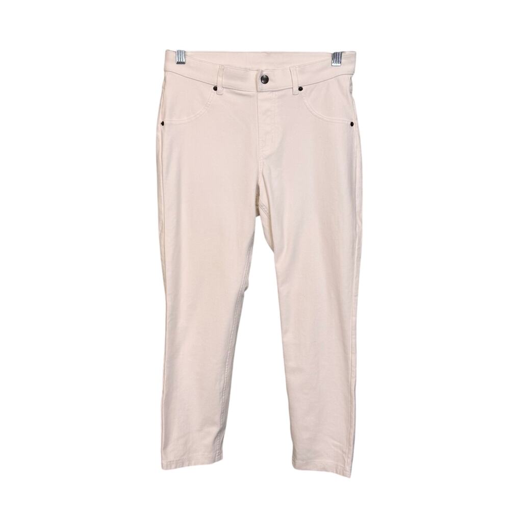 HUE Jeggings Pants Women M White Cropped Skinny Pull On Essential Stretch Casual